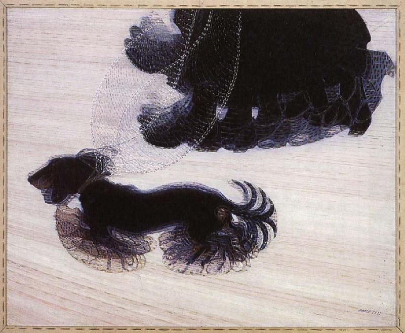 giacomo balla With a chain holding the dog s dynamic oil painting picture